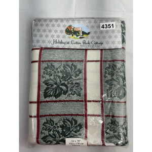 Holiday At Cotton Park Cottage Table Cloth 52 X 70 Oblong Holiday Colors NWT